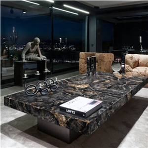 Gemstone Stone Black Petrified Wood Table Desk
