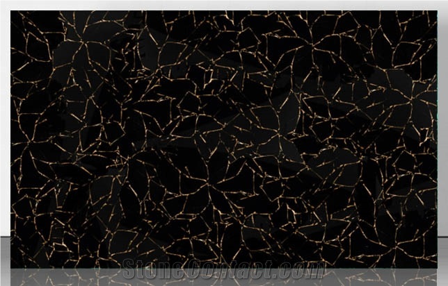 Obsidian Black Semiprecious with Gold Gemstone