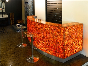 Hot Sale Backlit Red Agate Gemstone Slabs Bar Tops