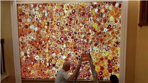 Hot Sale Backlit Red Agate Gemstone Wall Tiles