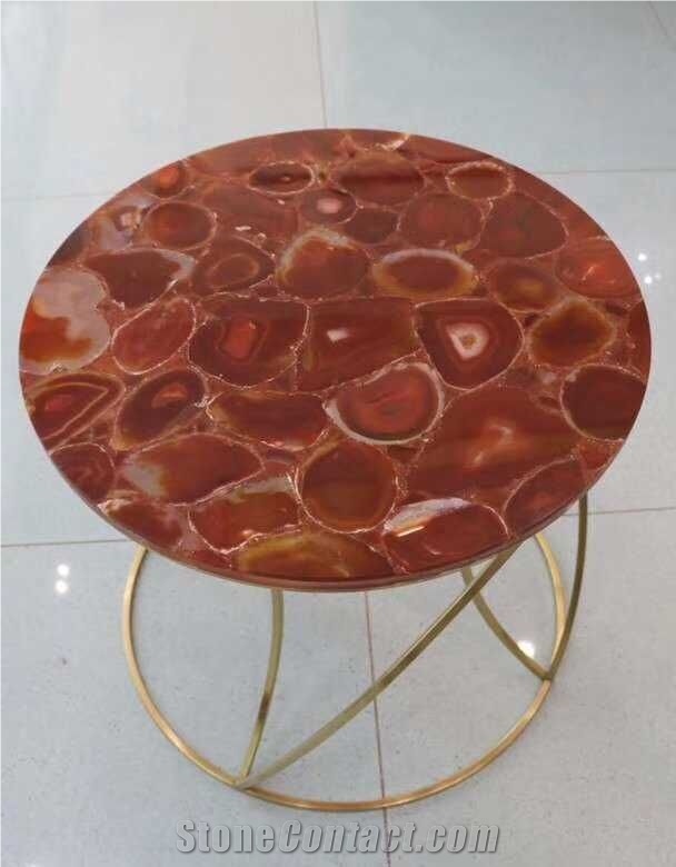 Red Agate Gemstone Rectangle Dinning Table Tops