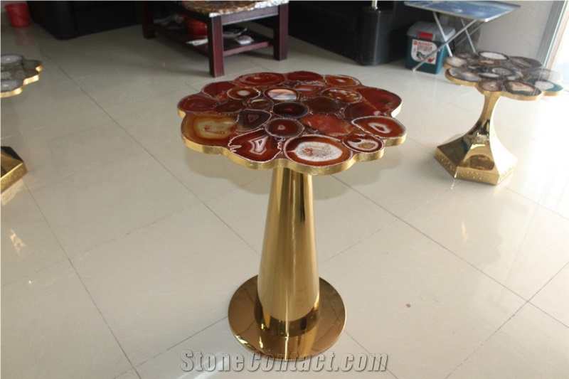 Red Agate Gemstone Rectangle Dinning Table Tops