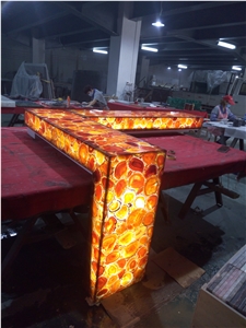 Wholesale Backlit Red Agate Gemstone Bar Tops