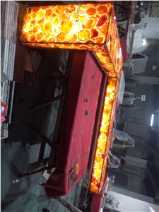Wholesale Backlit Red Agate Gemstone Bar Tops