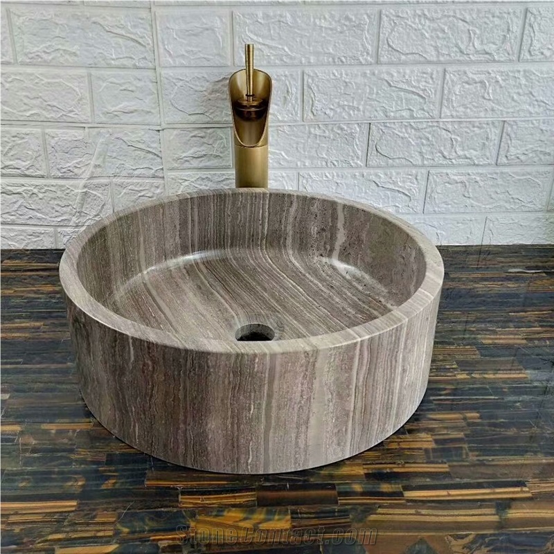Grey Wooden Marble Round Sink,Marble Wash Basins