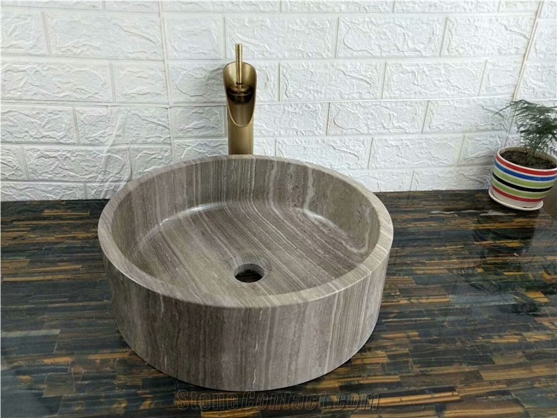 Grey Wooden Marble Round Sink,Marble Wash Basins