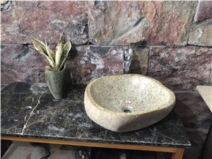 Yellow River Stone Wash Basin, Stone Bathroom Sink