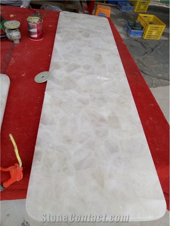 Backlit White Crystal Gemstone Bar Tops