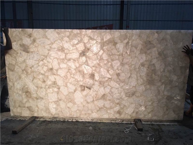 Backlit White Crystal Gemstone Bar Tops
