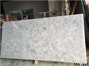 Backlit White Crystal Gemstone Bar Tops