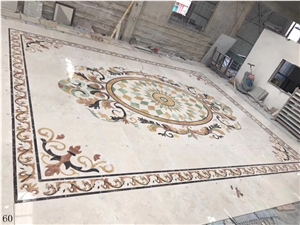 Beige Marble Waterjet Pattern Floor Carpet Use