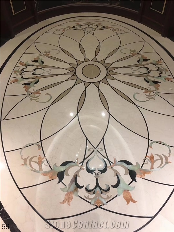 Beige Marble Waterjet Pattern Flooring Use