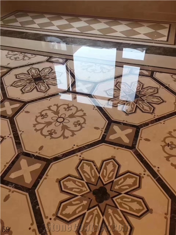 Beige Marble Waterjet Pattern Flooring Use