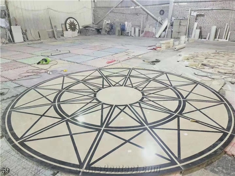 Beige Marble Waterjet Pattern Flooring Use