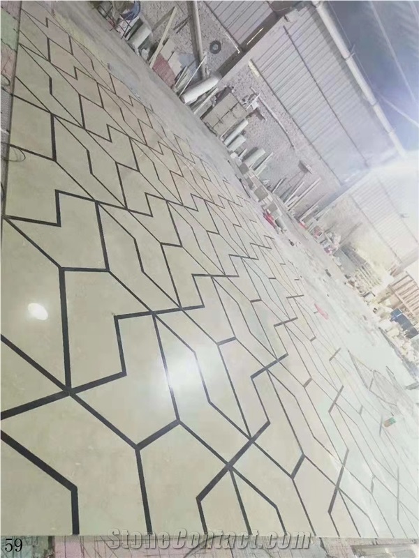 Beige Marble Waterjet Pattern Flooring Use