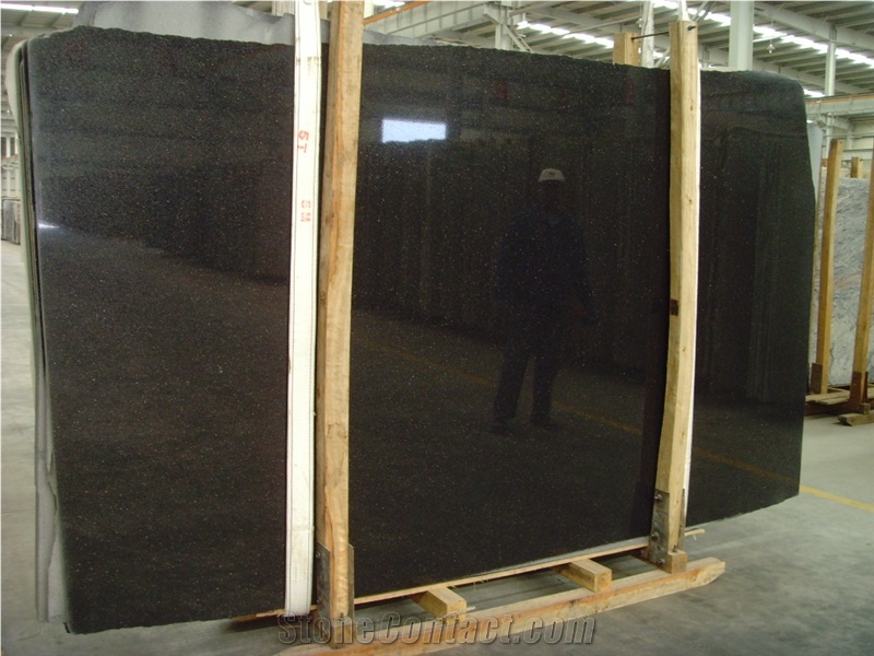 Black Galaxy Granite Slabs Tiles for Countertop