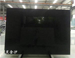 Black Galaxy Granite Slabs Tiles for Countertop