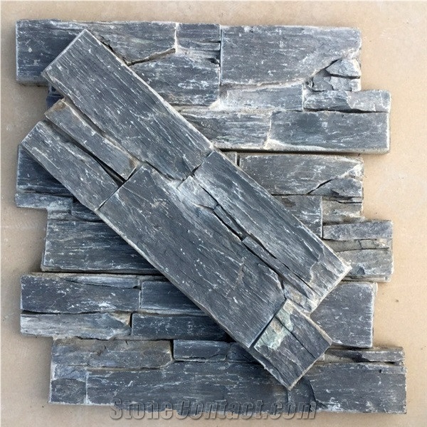 Black Loose Ledge Stacked Stone Veneer Claddings