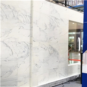 Calacatta White Marble Nano Glass Walling Tiles