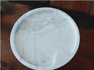 Carrara White Round Marble Saucer