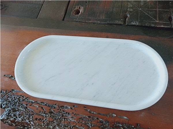Carrara White Round Marble Saucer