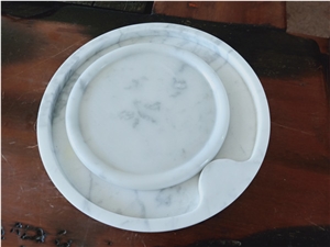 Carrara White Round Marble Saucer
