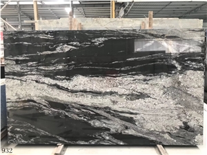 China Black Cosmic Marble Slab Tiles Book Match
