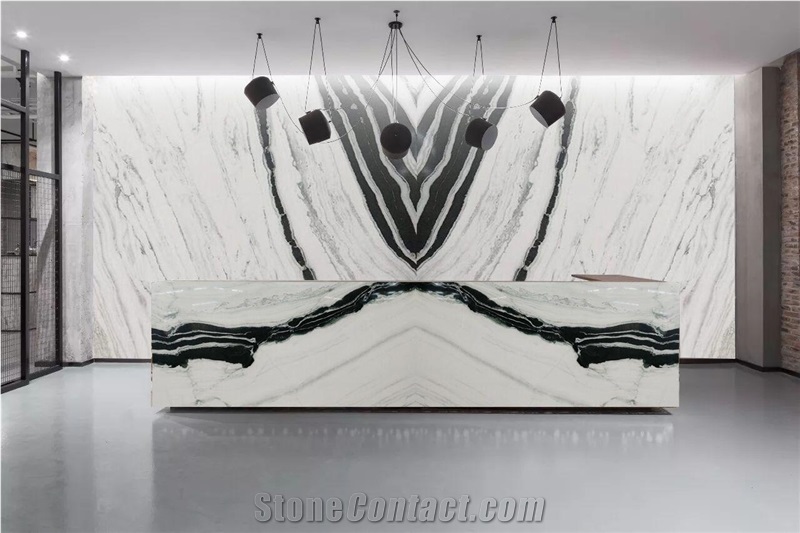 China Panda White Marble Bookmatch Slab Tile