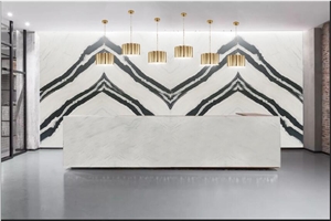 China Panda White Marble Bookmatch Slab Tile