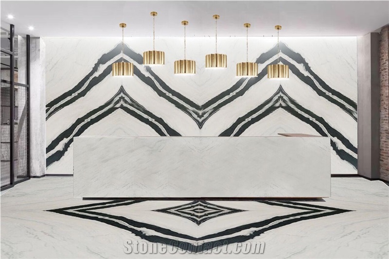 China Panda White Marble Bookmatch Slab Tile