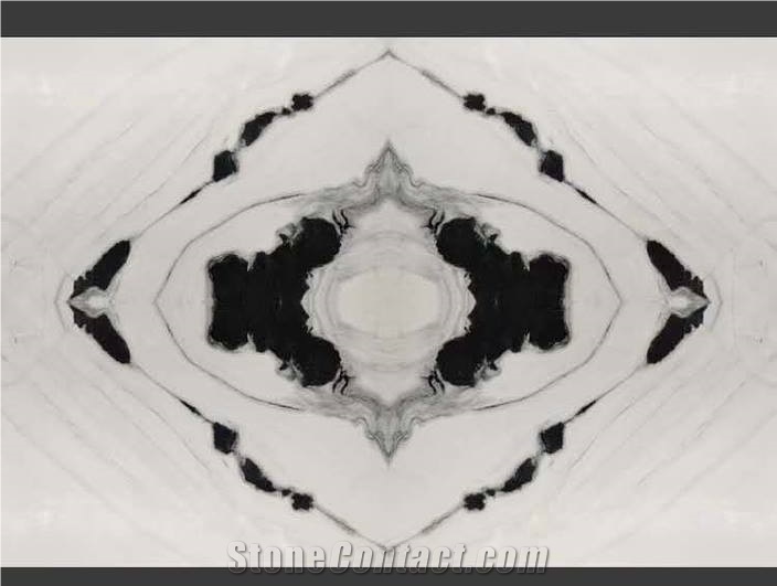China Panda White Marble Bookmatch Slab Tile