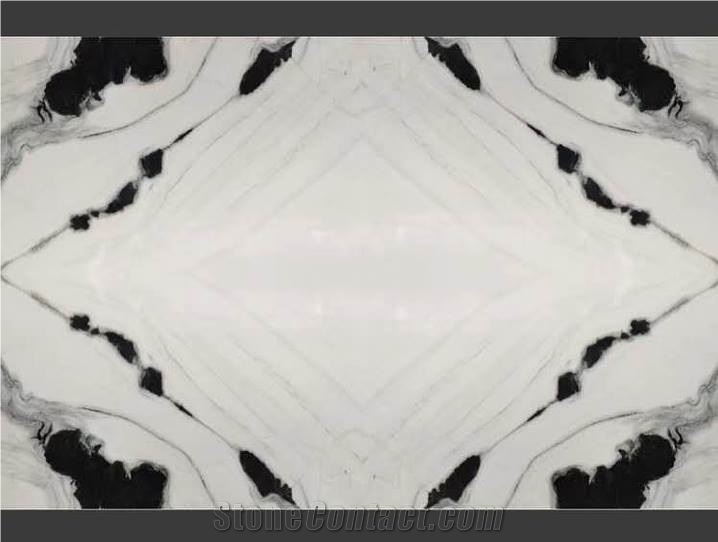 China Panda White Marble Bookmatch Slab Tile