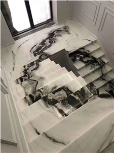 China Panda White Marble Stair Step Book Match