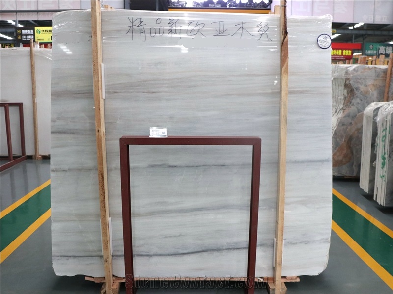 Eurasian Wood Grain White/Golden Wood Marble Slabs