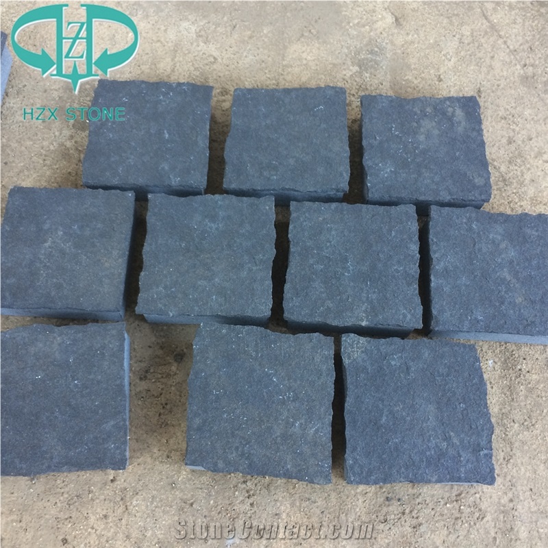 Flamed Waterjet Black Granite Cube Pavers