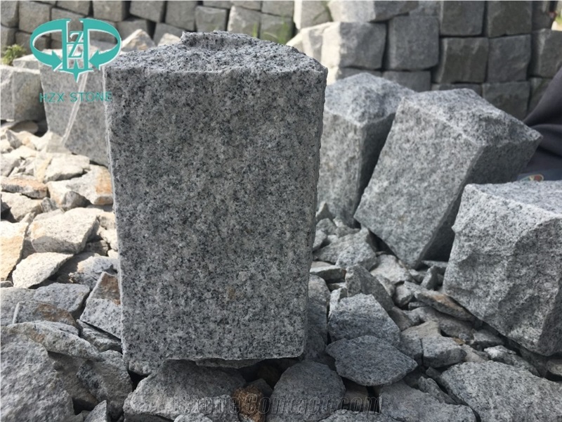 G633 Grey Granite Cobble Cube Stone