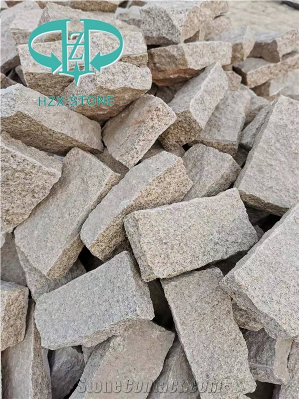 G682 Yellow Granite Cube Cobble Stone