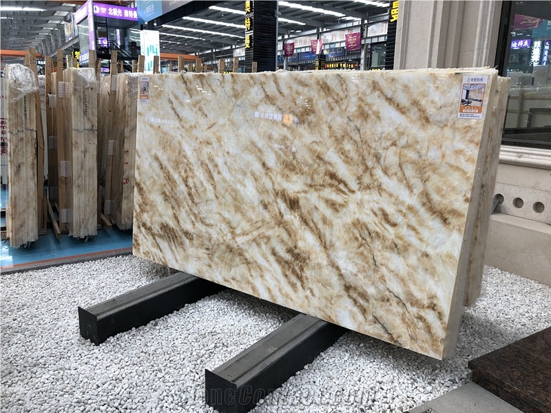 Guangxi Yellow Ice Jade Marble Stone Slabs