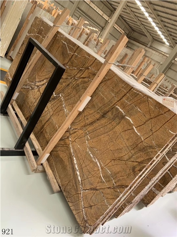 India Rainforest Brown Marble Slab Wall Floor Tile