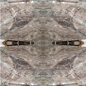 India Violet Brown Marble Slab Tiles Book Matched