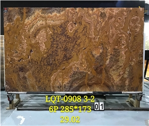 Laminated Tranlusent Red Tiger Onyx Slabs Tiles