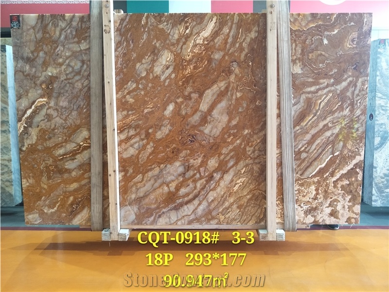 Laminated Tranlusent Red Tiger Onyx Slabs Tiles