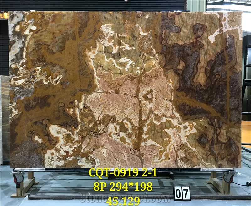 Laminated Tranlusent Red Tiger Onyx Slabs Tiles