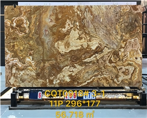 Laminated Tranlusent Red Tiger Onyx Slabs Tiles