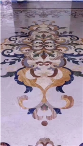 Marble Waterjet Pattern Medallions Floor Lobby Use