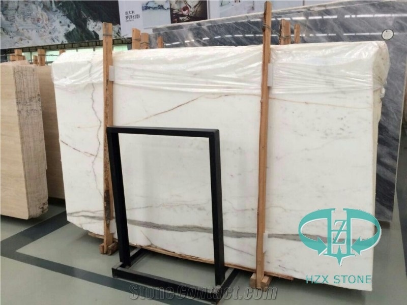 Natural White Marble Gold Veins Calacatta