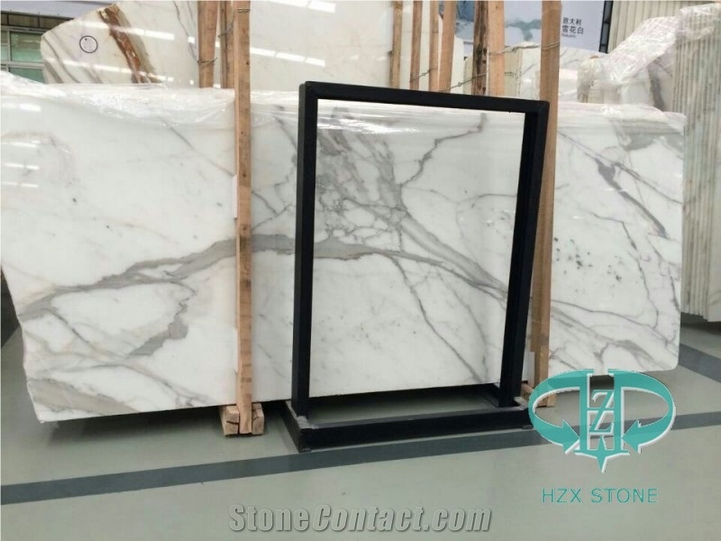 Natural White Marble Gold Veins Calacatta