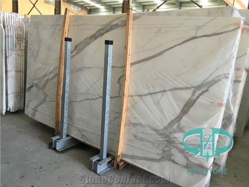 Natural White Marble Gold Veins Calacatta