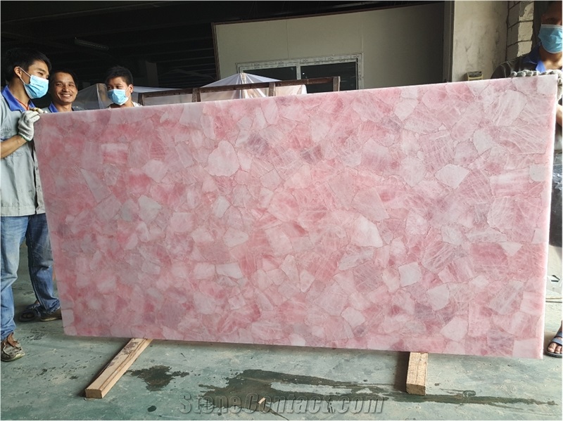 Pink Crystal Gemstone Bathroom Vanity Tops