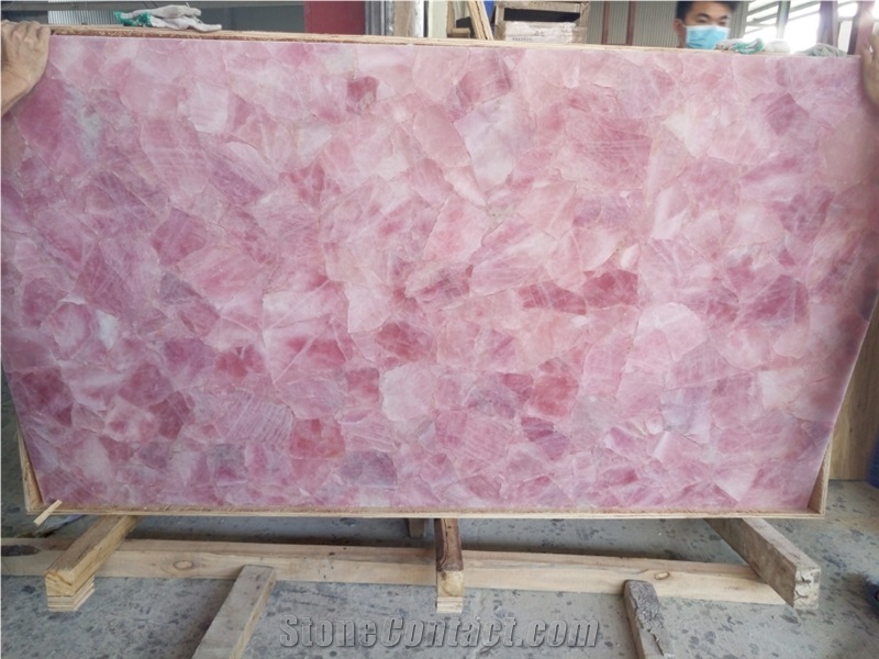 Pink Crystal Semiprecious Stone Table Top